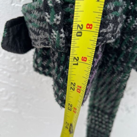 Donatella Womens Plaid Tie Waist Wool Pea Coat Green Sz Medium - Picture 3 of 11